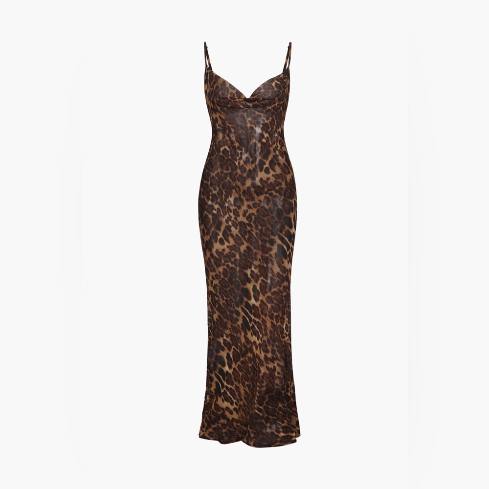 MICAS Sheer Leopard Print Dress